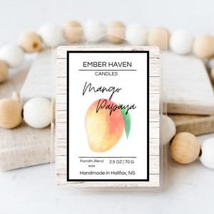 Mango Papaya Wax Melt: Tropical Fruit & Floral Scent, Hand Poured