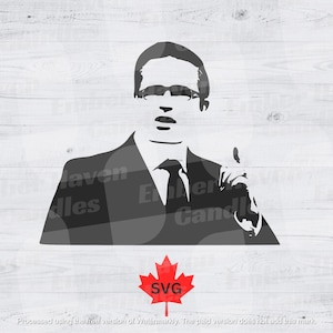 ピエール・ポワリエヴル SVG、保守党カットファイル、ピエールのシルエット、カナダ首相、デジタルダウンロード、カナダ政治クリップアート