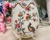Vintage Limoges Cracked Egg Limoges Egg Cup Limoges Footed Egg Limoges Egg Collectible Limoges Collector Limoges Collection Floral China Egg