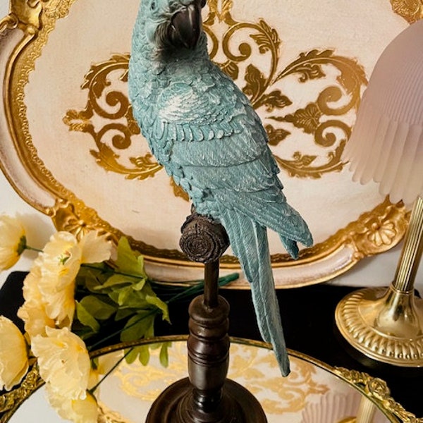Parrot Figurine Parrot Love Bird Love Bird Lover Traditional Decor Bird Collector Tropical Decor Grand Millennial Decor Parrot Collector
