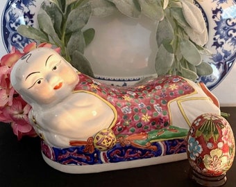 Buddha Pillow Buddha Headrest Opium Den Pillow Porcelain Pillow Chinoiserie Pillow Chinoiserie Baby Buddha Chinoiserie Accent
