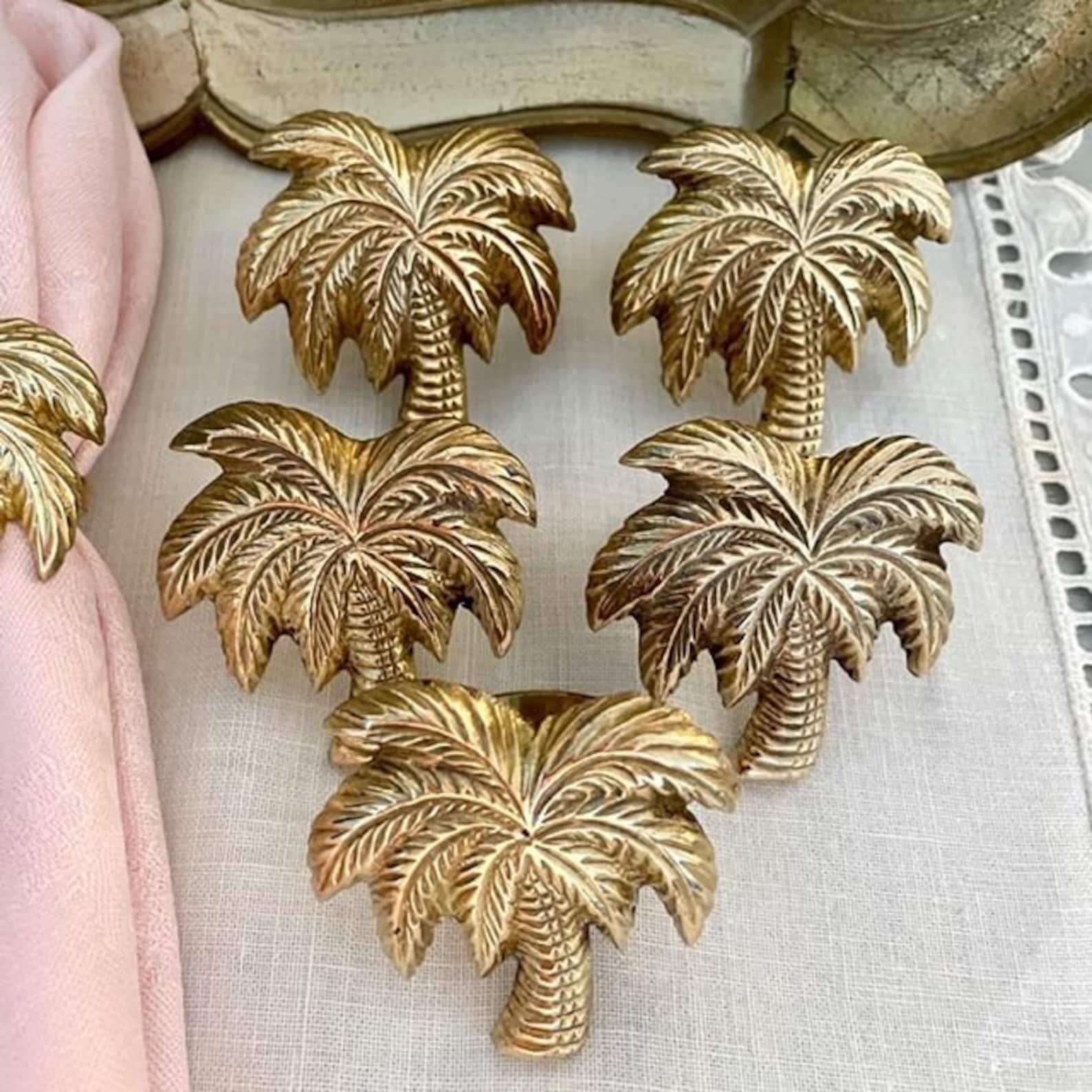 Palm Tree Napkin Rings Brass Palm Tree Napkin Rings Palm Tree Etsy
