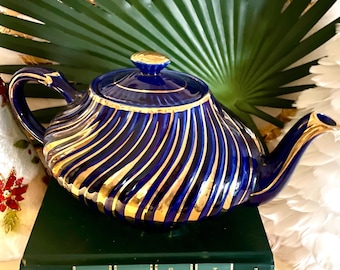 Vintage Teapot Arthur Wood Teapot Georgian Swirl England Mid Century Modern Teapot Cobalt Blue Teapot Teapot Collector Tea Lover