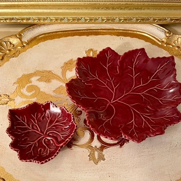 Olfaire Portugal Leaf Dishes Small Olfaire Leaf Dishes Grand Millennial Accents Burgundy Leaf Dish Olfaire Accent Dish Powder Room Soap Dish