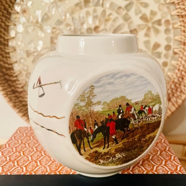 Equestrian Jar Horse Love Fox Hunt Equestrian Decorative Jar Twinings Tea Jar Equestrian Decor Staffordshire England Burgess & Leigh Ltd