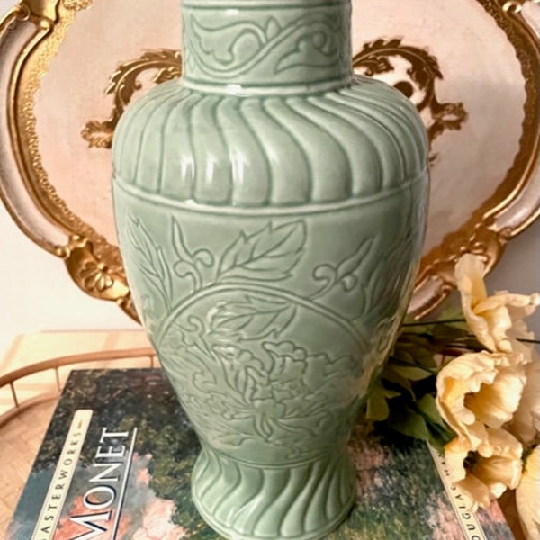 Celadon Chinoiserie Vase Celadon Vase Celadon Green Vase Chinoiserie Chic Vase Chinoiserie Decor Chinoiserie Accent Grand Millennial