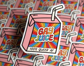 Gay Juice Sticker, LGBTQ Pride sticker, pride laptop sticker, gay laptop sticker, pride car decal, pride stickers for waterbottle, gay pride