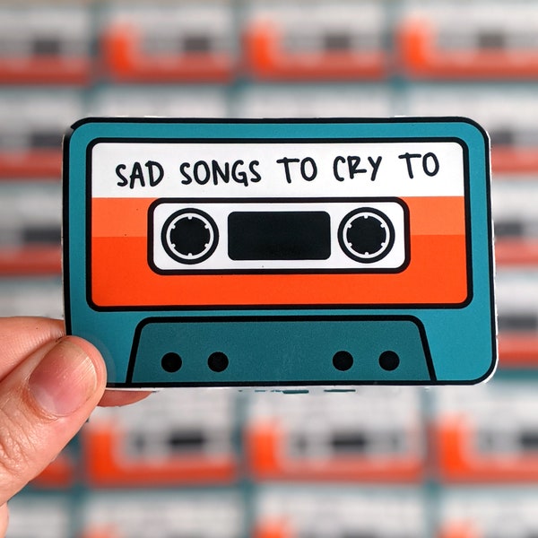 Sad Songs Sticker for Car, Mixtape Cassette Sticker, Elder Emo Sticker, Music Lover Sticker, Retired Emo Kid, laptop decals, tumbler decal