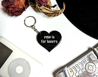 Emo is for Lovers Keychain, Emo Music Gifts, Valentine's Day Gift for him, Emo music keychain, Elder Emo gift, gift for music lover