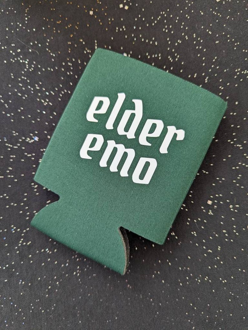 Elder Emo Can Cooler, Emo Beer Cozie, Emo Music Lover, Sceneior Emo, Gift for Emo Kid, Not a Phase Mom, image 1