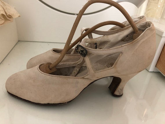 1920 Edwardian cream silk Shoes - wedding shoes -