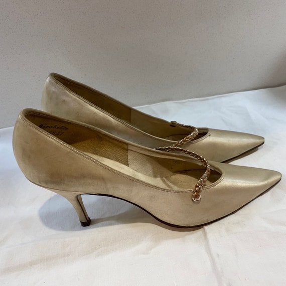 Vintage 1960s Shoes Lotus Shoes Cream Satin Stiletto Shoes Etsy