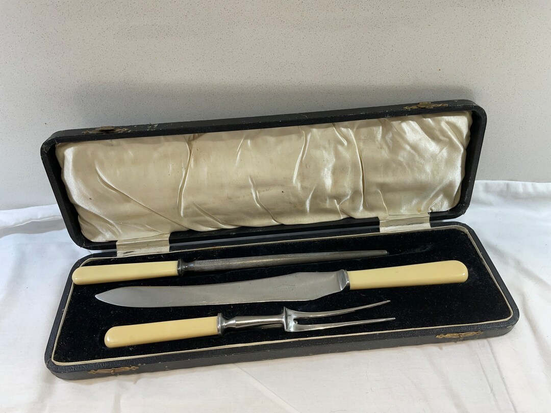Vintage Meat Carving Set Includes Steel Sharpener in Original Box Etsy
