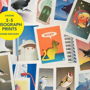 3, 4, or 5 Risograph prints on A4, make your own set | with discount