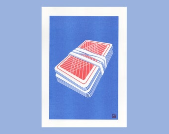 A4 Risograph print Rubber Band, from the Extra Ordinary series | 2 color riso print on Biotop paper