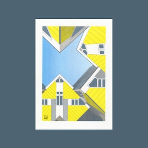 A4 Risograph Rotterdam - Cube Houses | 3 color riso print