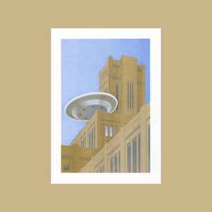 A4 Risograph The Inkwell & the UFO | from the series: Utrecht - portraits of a city | riso print in 2 colors