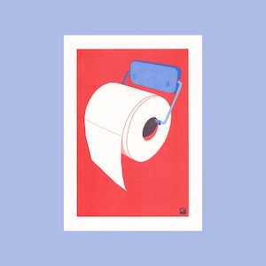 A4 Risograph print Toilet Roll, from the Extra Ordinary series | 2 color riso print on Biotop paper