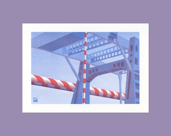 A4 Risograph Utrecht - portraits of a city: The Industrial Harbor Bridge | 2 color riso print