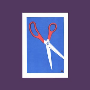A4 Risograph print Scissors, from the Extra Ordinary series | 2 color riso print on Biotop paper