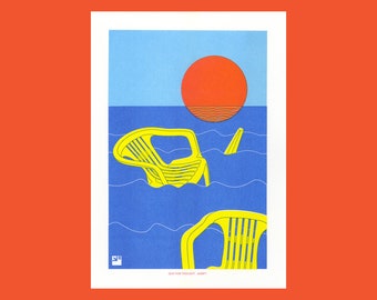 A4 Risograph print Adrift, from the series Seat for thought