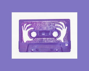 A4 Risograph print Mixed Tapes - Hands on Tape | 2 color riso print on Biotop paper