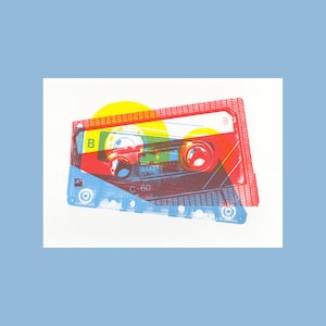 A4 Risograph print Mixed Tapes - Cut up | 3 color riso print on Biotop paper