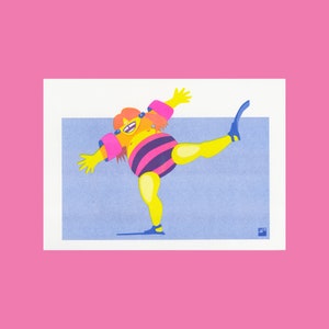 A4 Risograph print Happy Flippers, from the series At the beach