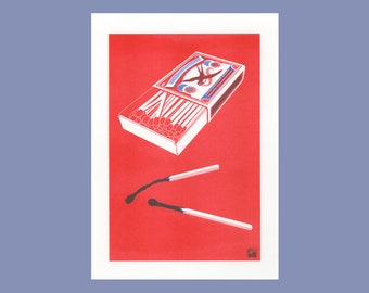 A4 Risograph print Matchbox, from the Extra Ordinary series | 2 color riso print on Biotop paper