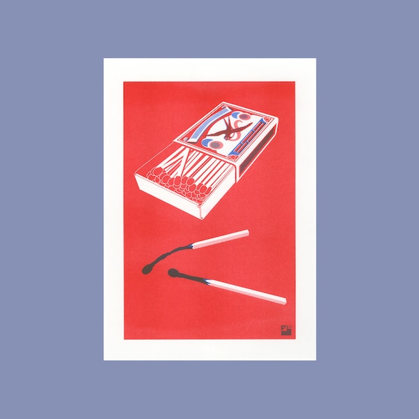 A4 Risograph print Matchbox, from the Extra Ordinary series | 2 color riso print on Biotop paper