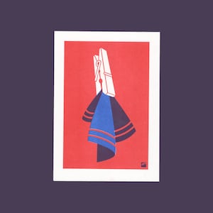 A4 Risograph print Clothespin, from the Extra Ordinary series | 2 color riso print on Biotop paper