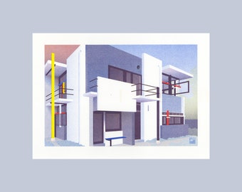 A4 Risograph The Rietveld Schröder House | from the series: Utrecht - portraits of a city | riso print in 3 colors