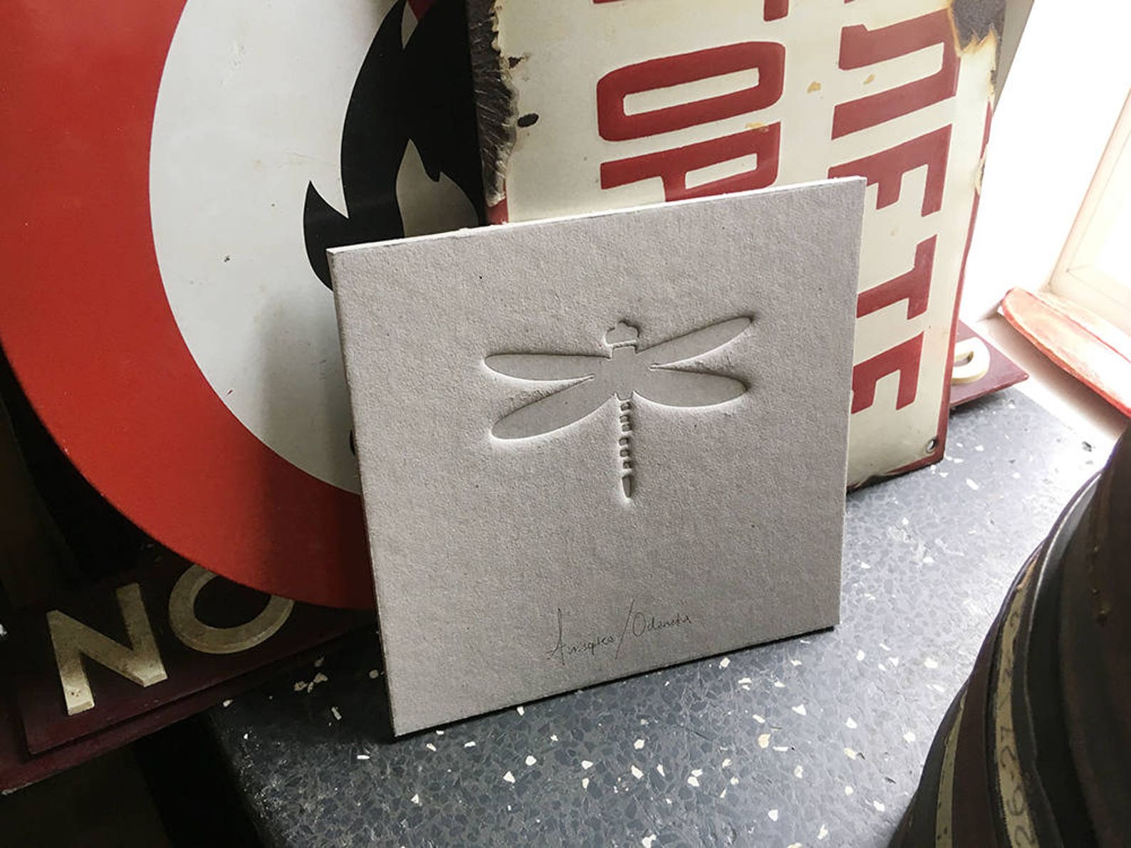 Embossed / Debossed Stylized Dragon Fly in a 4mm Thick Tile of
