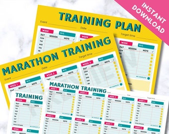 Marathon Training Plan | Running Training Plan | Blank Marathon Training Planner | Workout Plan | Fitness Plan | A4 Running Plan