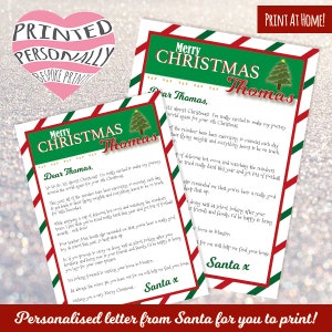Carta personalizada de digital Santa - carta de Navidad - personalizada imprimible - rojo, verde, blanco - archivo Digital - Papá Noel