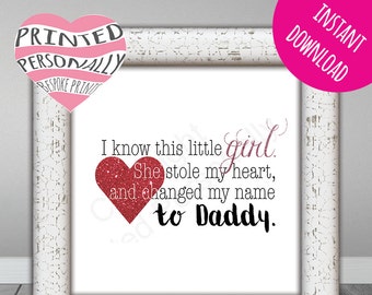 Father's Day printable - Digital download - DIY gift - Daddy - Girl - Glitter - Heart - Cute - Dad's Birthday - Daughter