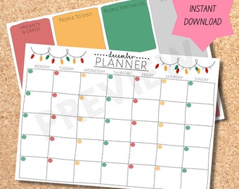 Decemberplanner - A4 planner - Kerstorganisator - - ADHD planner - Afdrukbaar plan - Koelkastplanner - Blanco plan - Familieplanner