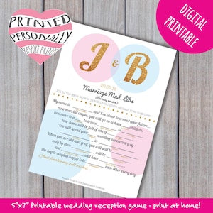 Personalisierte Hochzeit einfach verrückt Libs - druckbare Mad Lib - Hochzeit Beratung - Gast Buch mad Libs - Mad Lib Beratung - Tippspiel