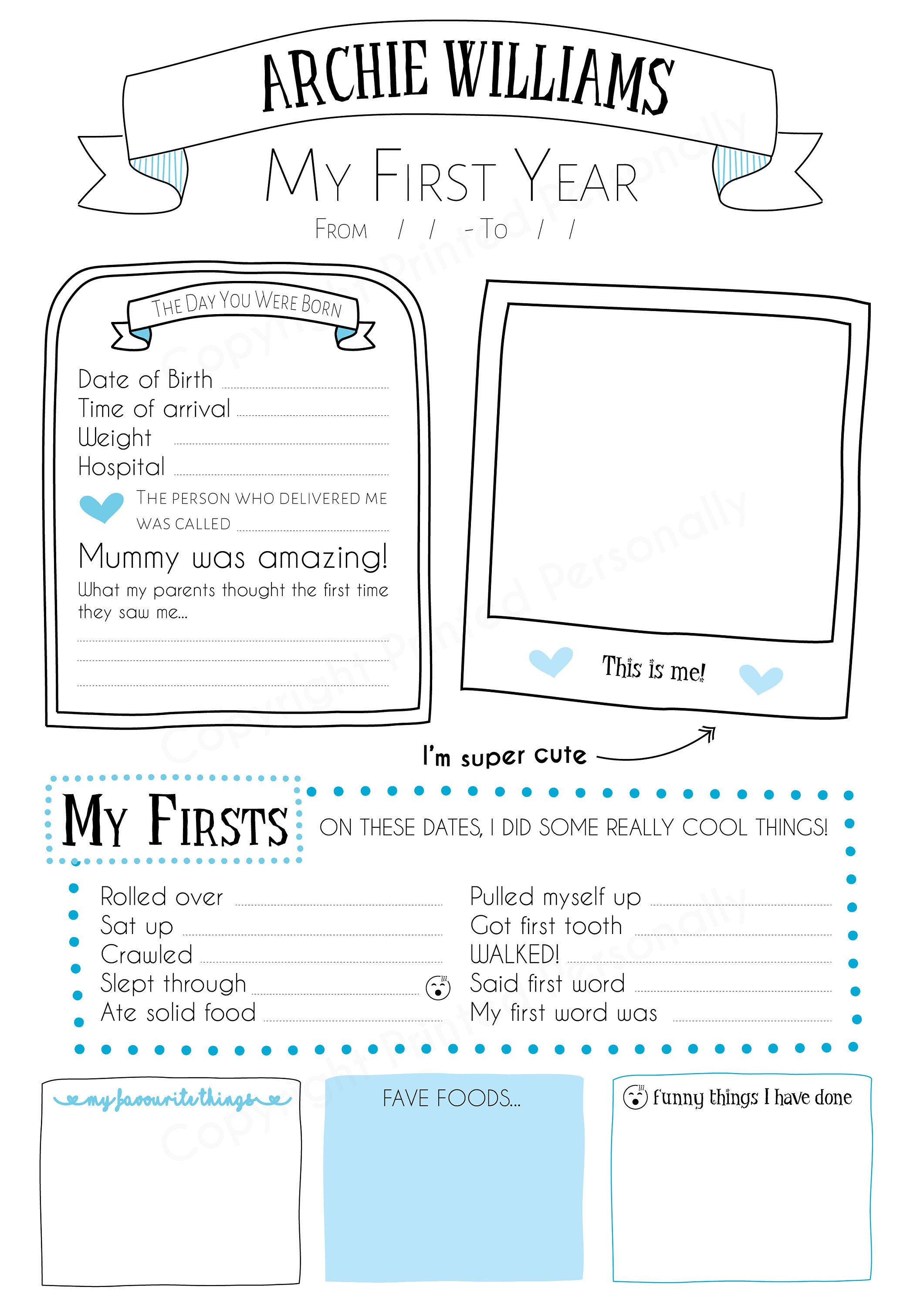 Personalised First Year Baby's Milestones | Baby Keepsake Journal | My ...