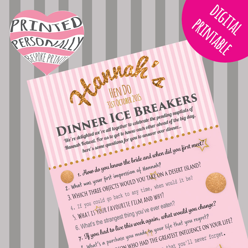 personalised hen party game ice breaker questions game etsy
