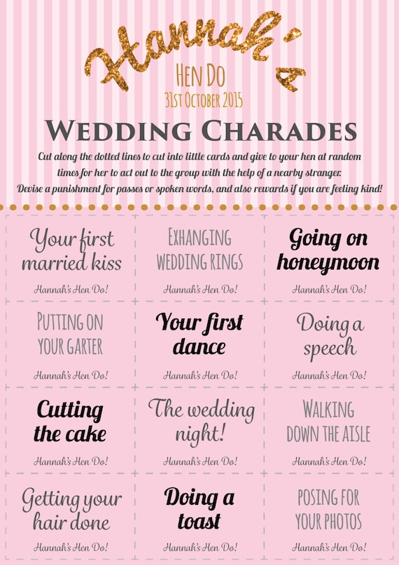Wedding Charades Word List