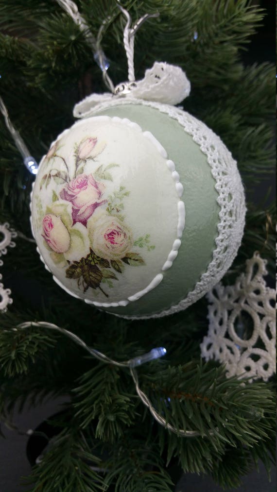 Vintage Shabby Chic Christmas Ornament Decoration Bauble Etsy