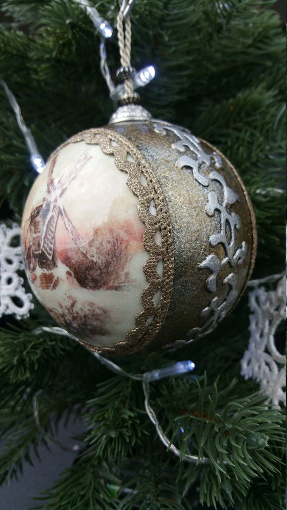 Vintage Shabby Chic Christmas Ornament Decoration Bauble Etsy