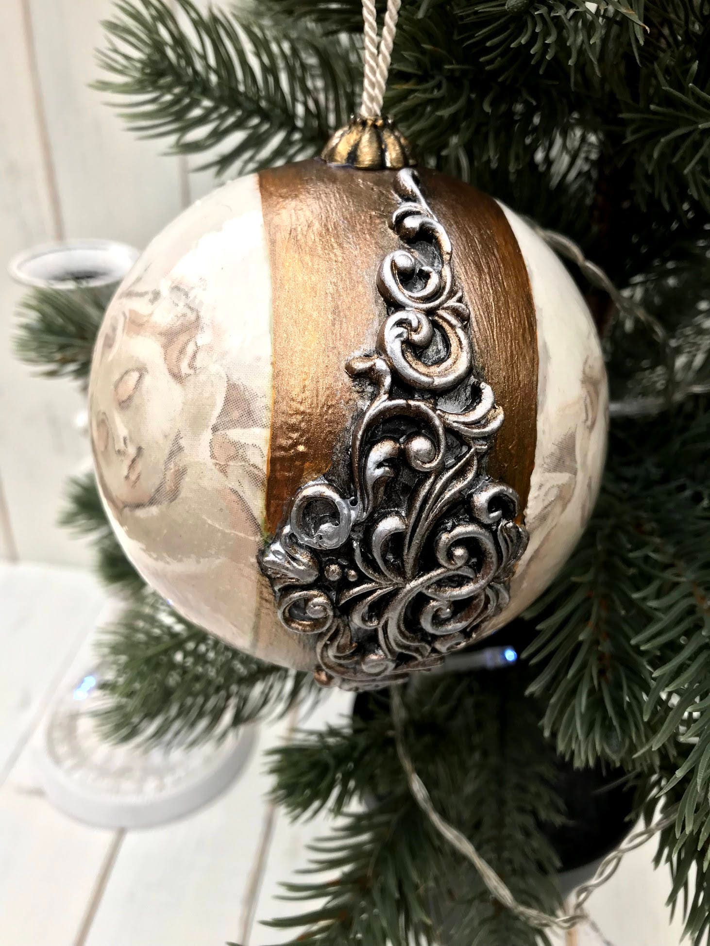 Vintage/shabby Chic/ Christmas Ornament / Decoration / Bauble Etsy UK