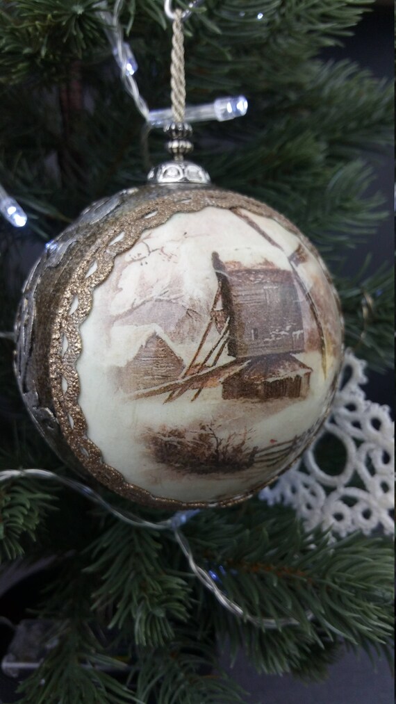 Vintage Shabby Chic Christmas Ornament Decoration Bauble Etsy