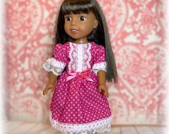 Pink Dress American Made for your 14.5 inch Wellie girl Doll and Ruby Red Doll