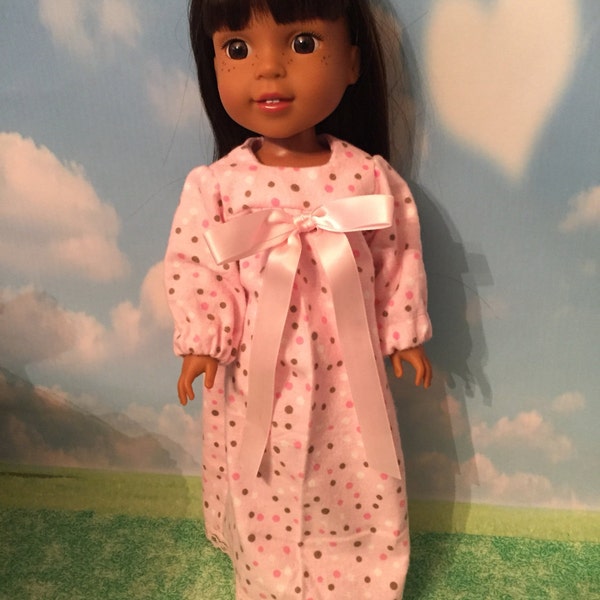 Long Flannel Nightgown for 14.5 inch Dolls like Wellie Wishers