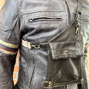SAC D'ÉPAULE DE POITRINE UNISEXE, Sac à Bandoulière Mains Libres, Sac Holster en Cuir pour Homme