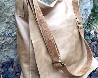 BORSA MESSENGER POSTINO- fatta a mano- borsa in pelle di tutti i giorni- colore burro- borsa a tracolla- trasportare tutta la borsa in pelle