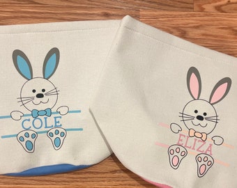 Personalized Easter Gift Basket // Large Easter Tote for Kids // Pink, Green or Blue Easter Bucket // Cute Bag for Anyone